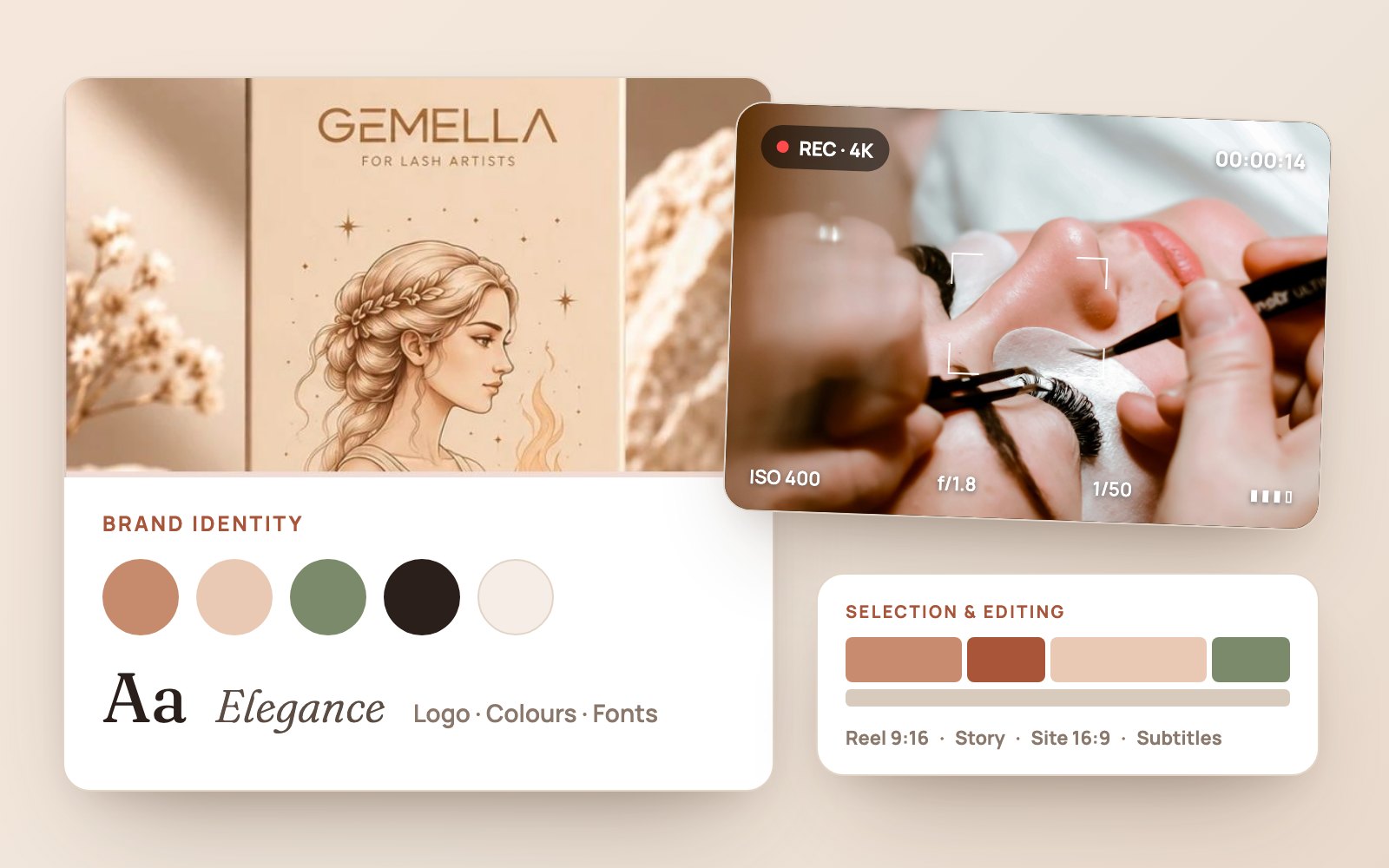Example of a brand identity and a video shoot in a salon