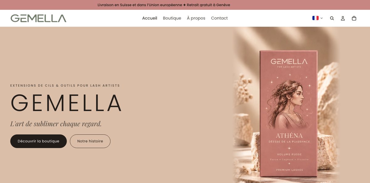 Page d’accueil de la boutique Gemella